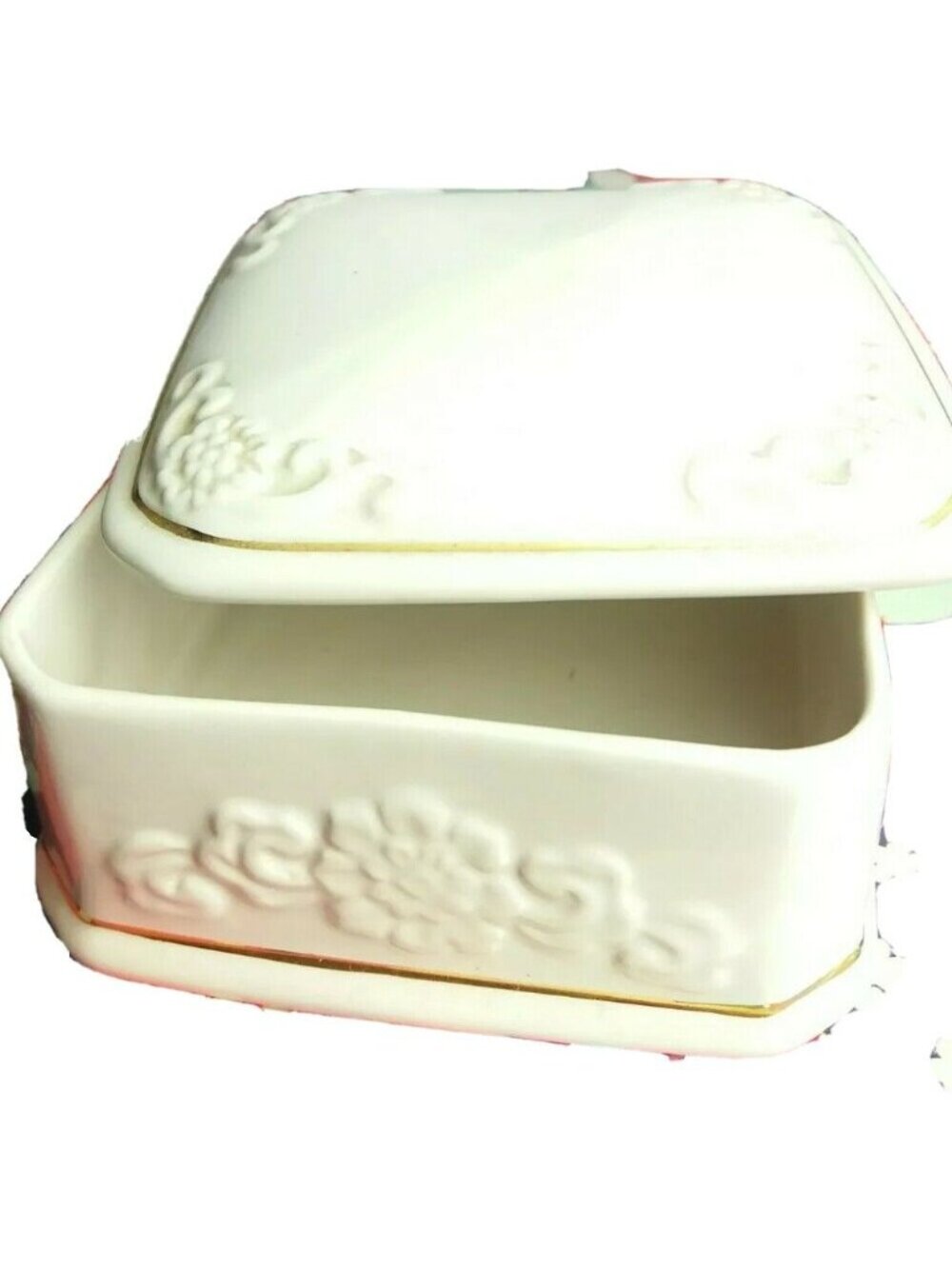 90s Porcelain Jewelry Trinket Box White Gift Keepsakes Signed Paul Sebastian